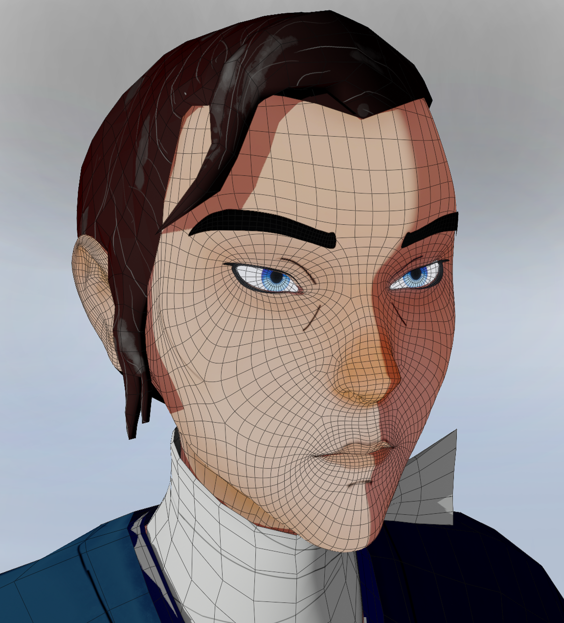 Face close up wireframe